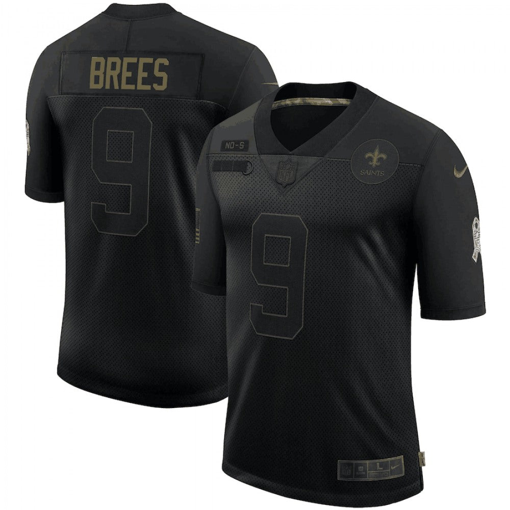 Men's New Orleans Saints #9 Drew Brees 2020 Black Salute To Service Limited Stitched Jersey 
