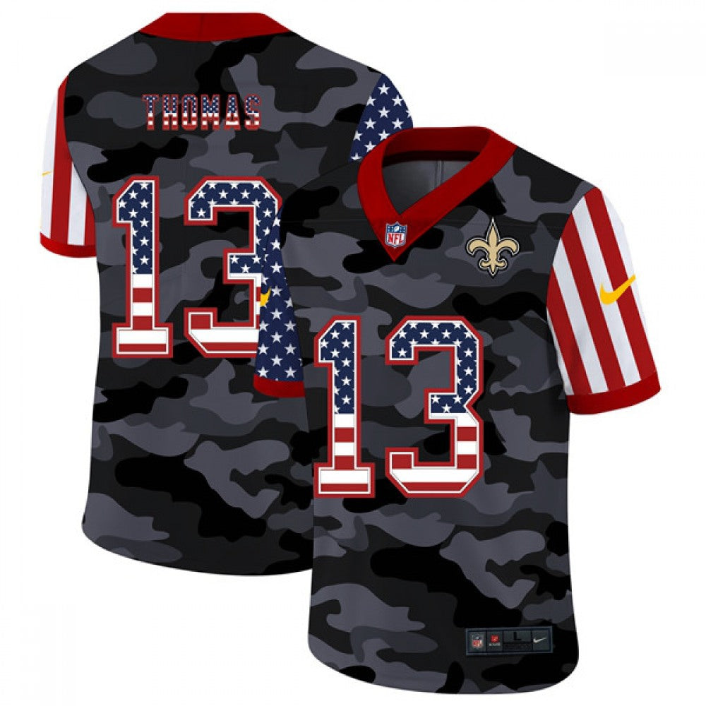 Men's New Orleans Saints #13 Michael Thomas 2020 Camo USA Flag Limited Stitched Jersey 
