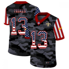 Men's New Orleans Saints #13 Michael Thomas 2020 Camo USA Flag Limited Stitched Jersey 