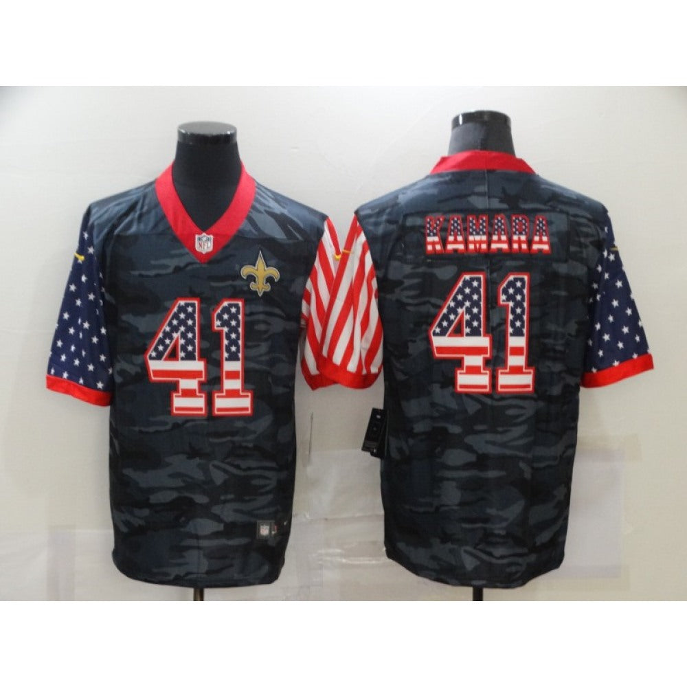 Men's New Orleans Saints #41 Alvin Kamara 2020 Camo USA Flag Limited Stitched Jersey 
