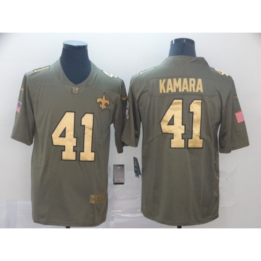 Men's New Orleans Saints #41 Alvin Kamara Camo Salute To Service Stitched NFL Gold Jersey 