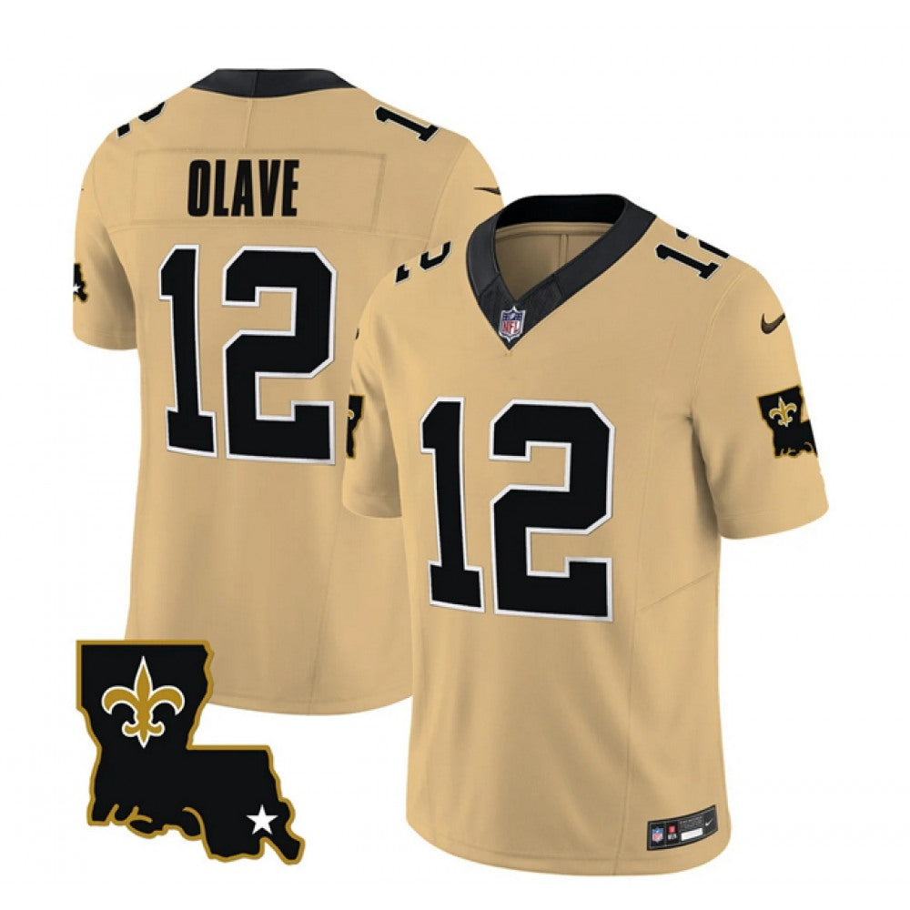 Men's New Orleans Saints #12 Chris Olave Gold 2023 F.U.S.E. 1987 Legacy Vapor Stitched Jersey 