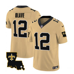 Men's New Orleans Saints #12 Chris Olave Gold 2023 F.U.S.E. 1987 Legacy Vapor Stitched Jersey 