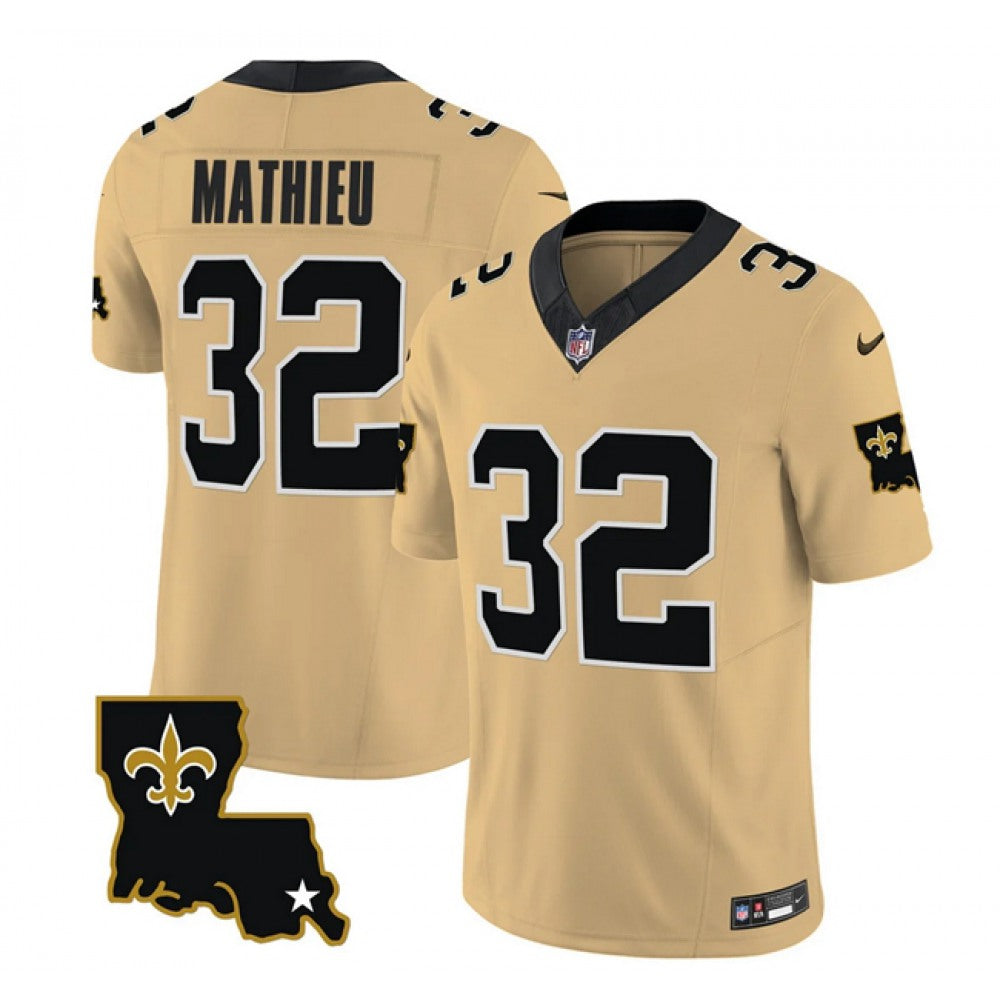 Men's New Orleans Saints #32 Tyrann Mathieu Gold 2023 F.U.S.E. 1987 Legacy Vapor Stitched Jersey 