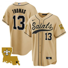 Men's New Orleans Saints #13 Michael Thomas Gold 1987 Legacy Cool Base Stitched Baseball Jersey 