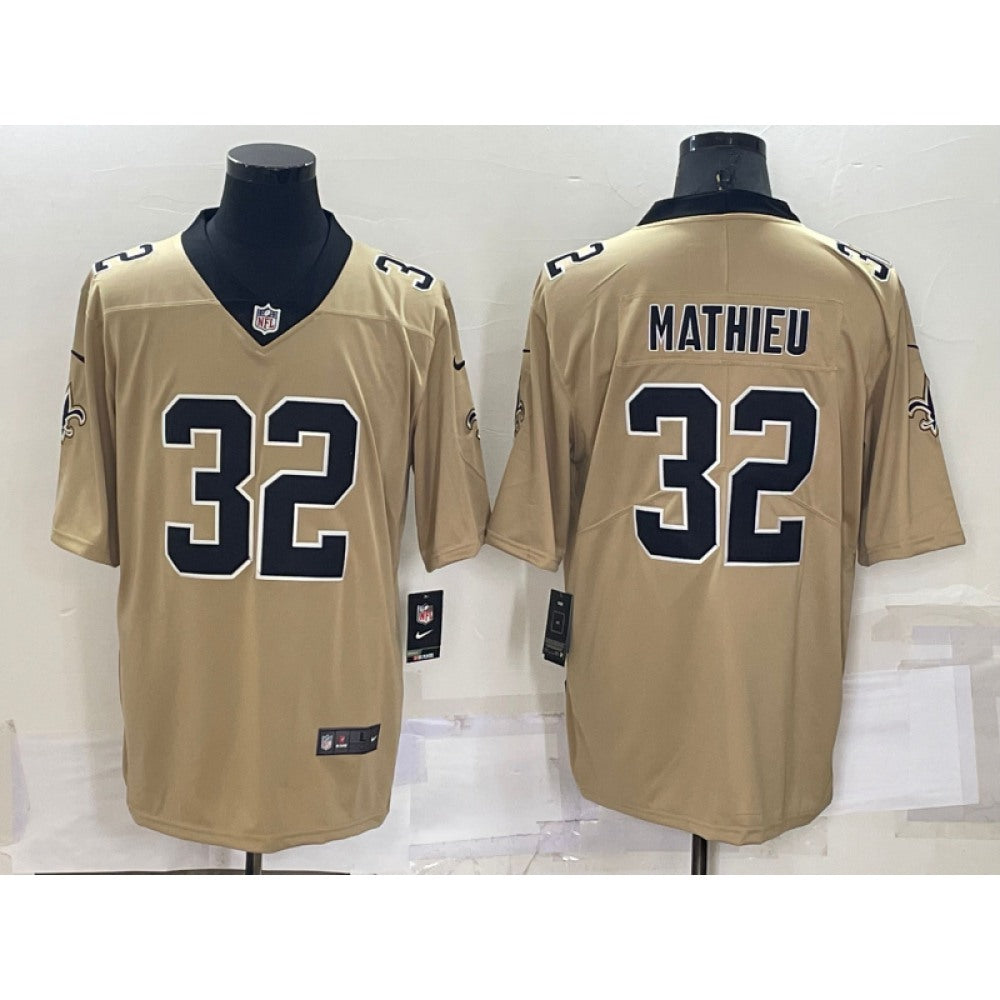 Men's New Orleans Saints #32 Tyrann Mathieu Gold Inverted Legend Stitched Jersey 