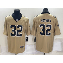 Men's New Orleans Saints #32 Tyrann Mathieu Gold Inverted Legend Stitched Jersey 