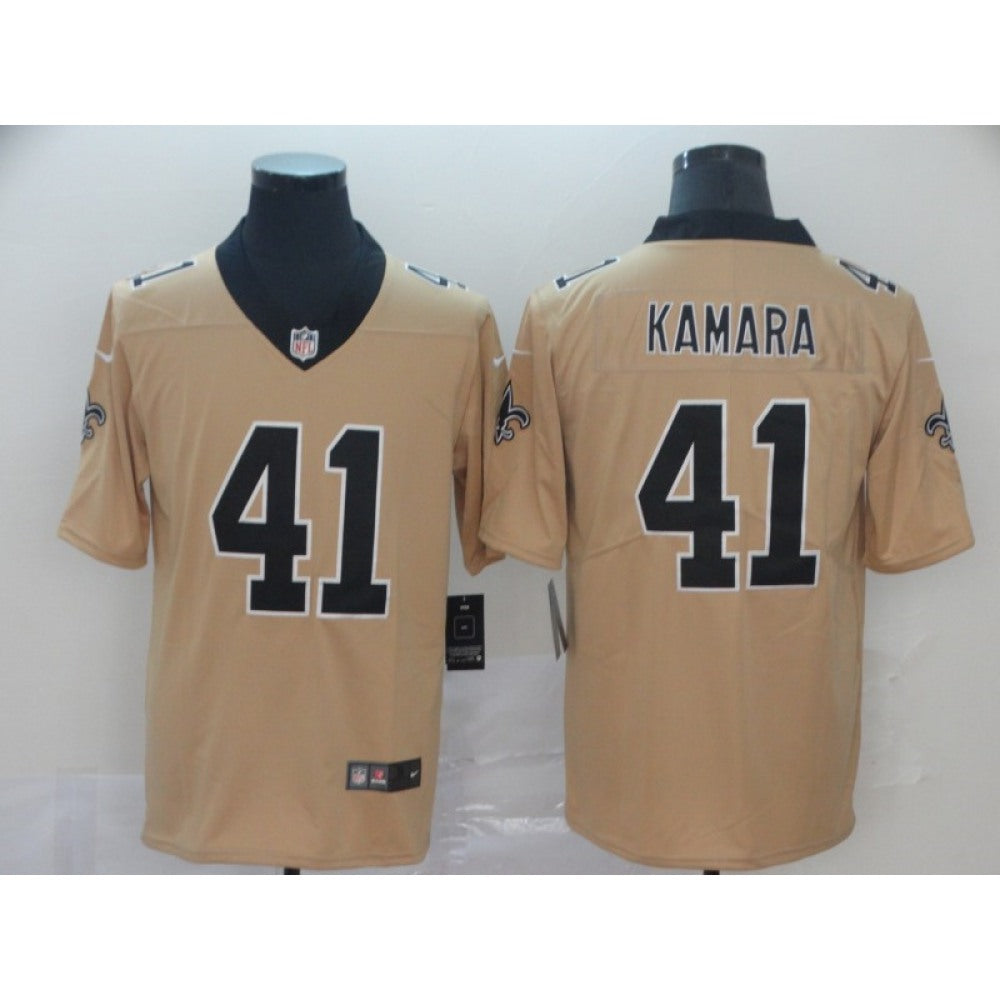Men's New Orleans Saints #41 Alvin Kamara Gold Inverted Legend Stitched NFL Jersey 