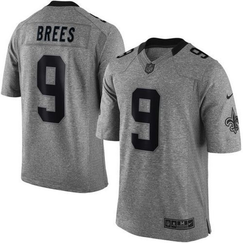 Saints #9 Drew Brees Gray Men's Stitched NFL Limited Gridiron Gray Jersey 