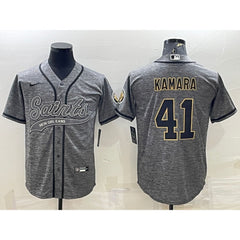 Men's New Orleans Saints #41 Alvin Kamara Grey With Patch Cool Base Stitched Baseball Jersey 
