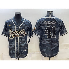 Men's New Orleans Saints #41 Alvin Kamara Grey Camo With Patch Cool Base Stitched Baseball Jersey 