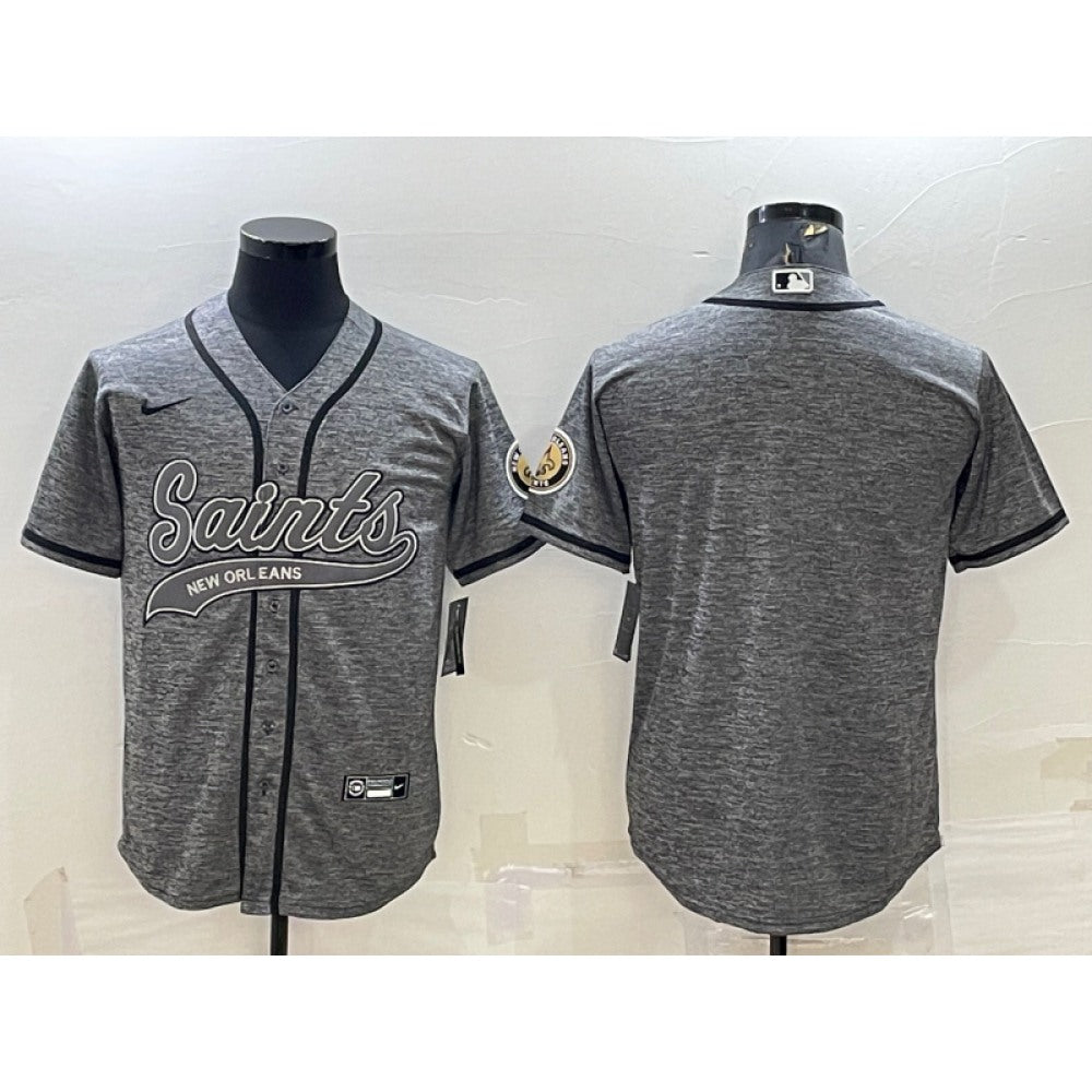 Men's New Orleans Saints Blank Grey With Patch Cool Base Stitched Baseball Jersey 