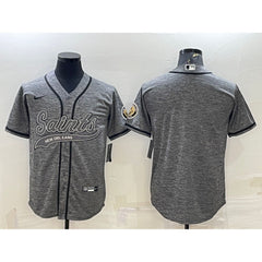 Men's New Orleans Saints Blank Grey With Patch Cool Base Stitched Baseball Jersey 