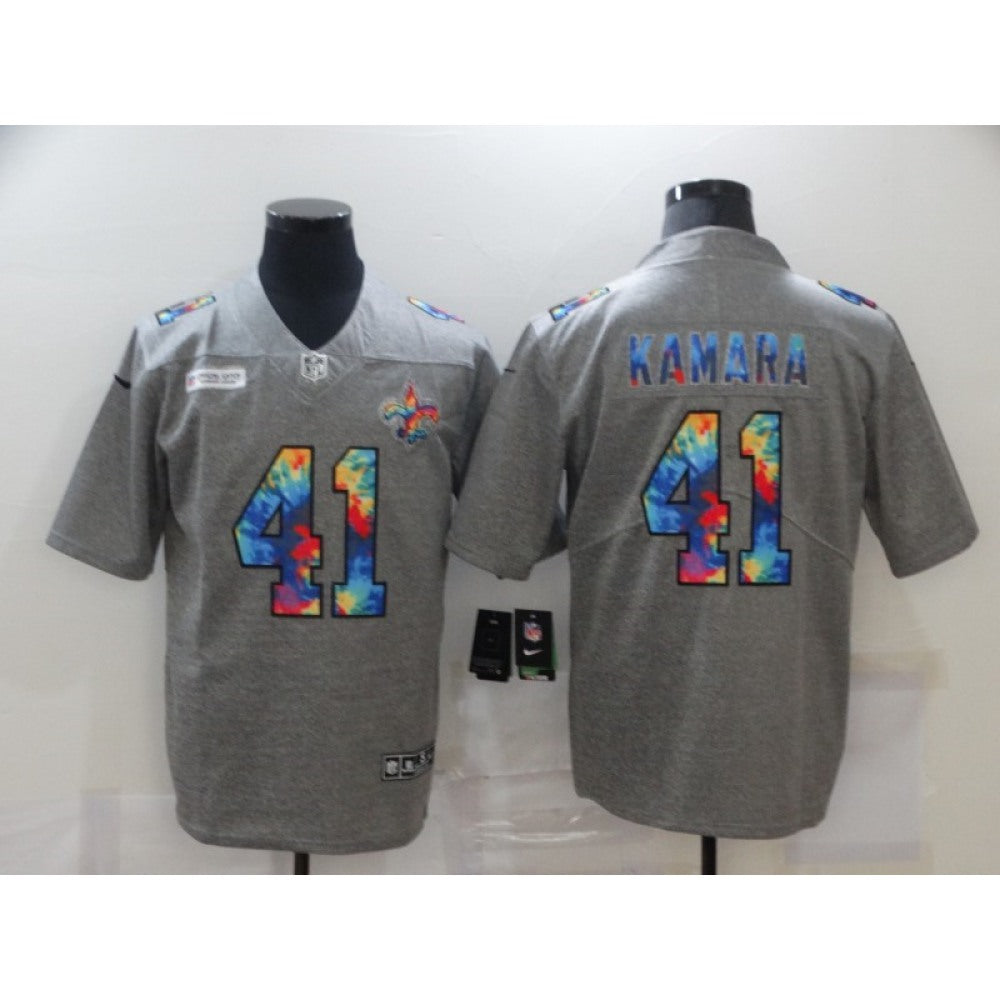 Men's New Orleans Saints #41 Alvin Kamara 2020 Grey Crucial Catch Limited Stitched Jersey 