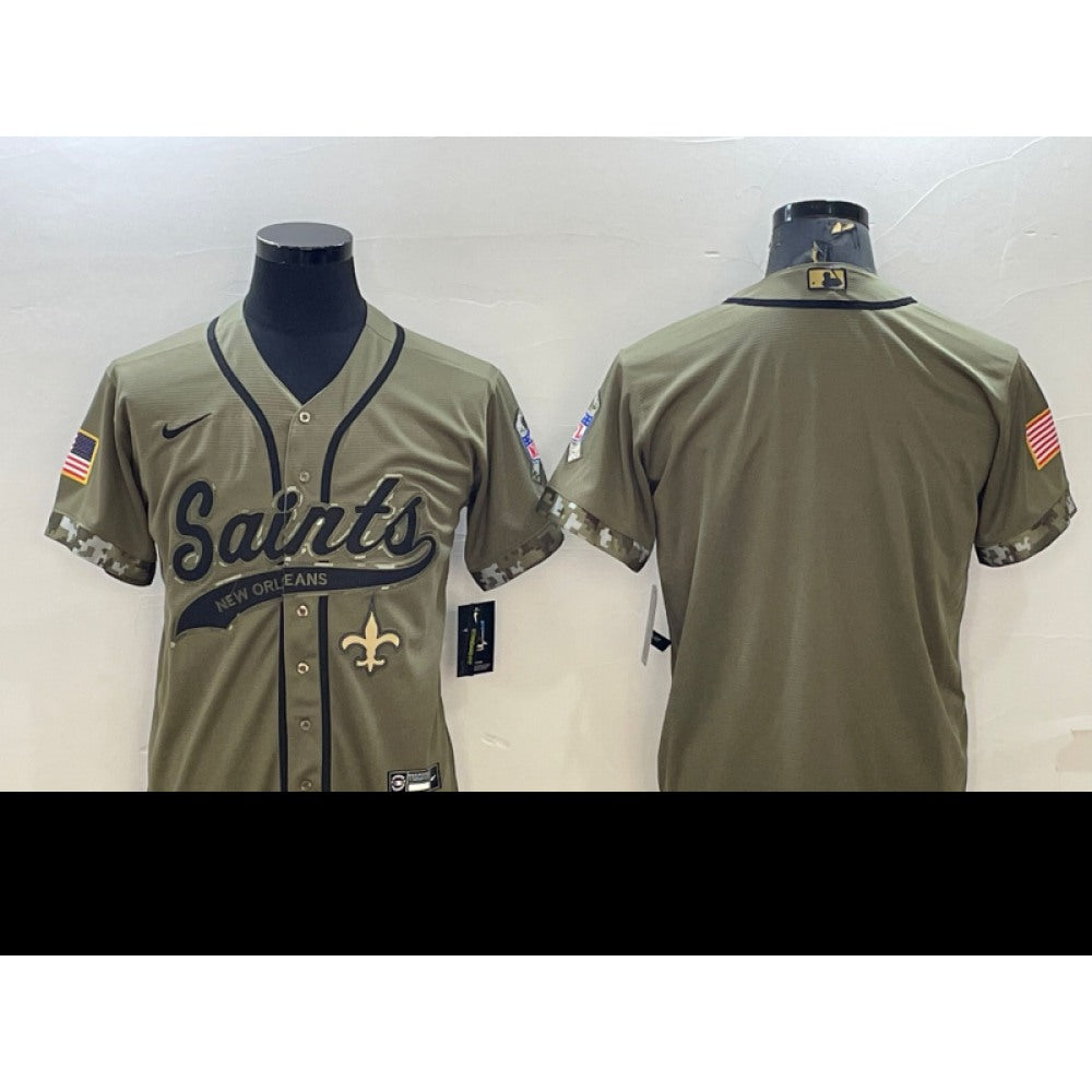 Men's New Orleans Saints Blank Olive 2022 Salute To Service Cool Base Stitched Baseball Jersey 