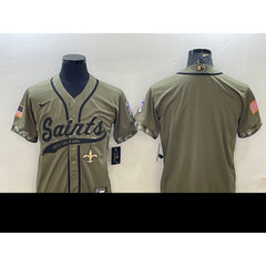 Men's New Orleans Saints Blank Olive 2022 Salute To Service Cool Base Stitched Baseball Jersey 