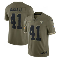 Men's New Orleans Saints #41 Alvin Kamara Olive 2022 Salute To Service Limited Stitched Jersey 