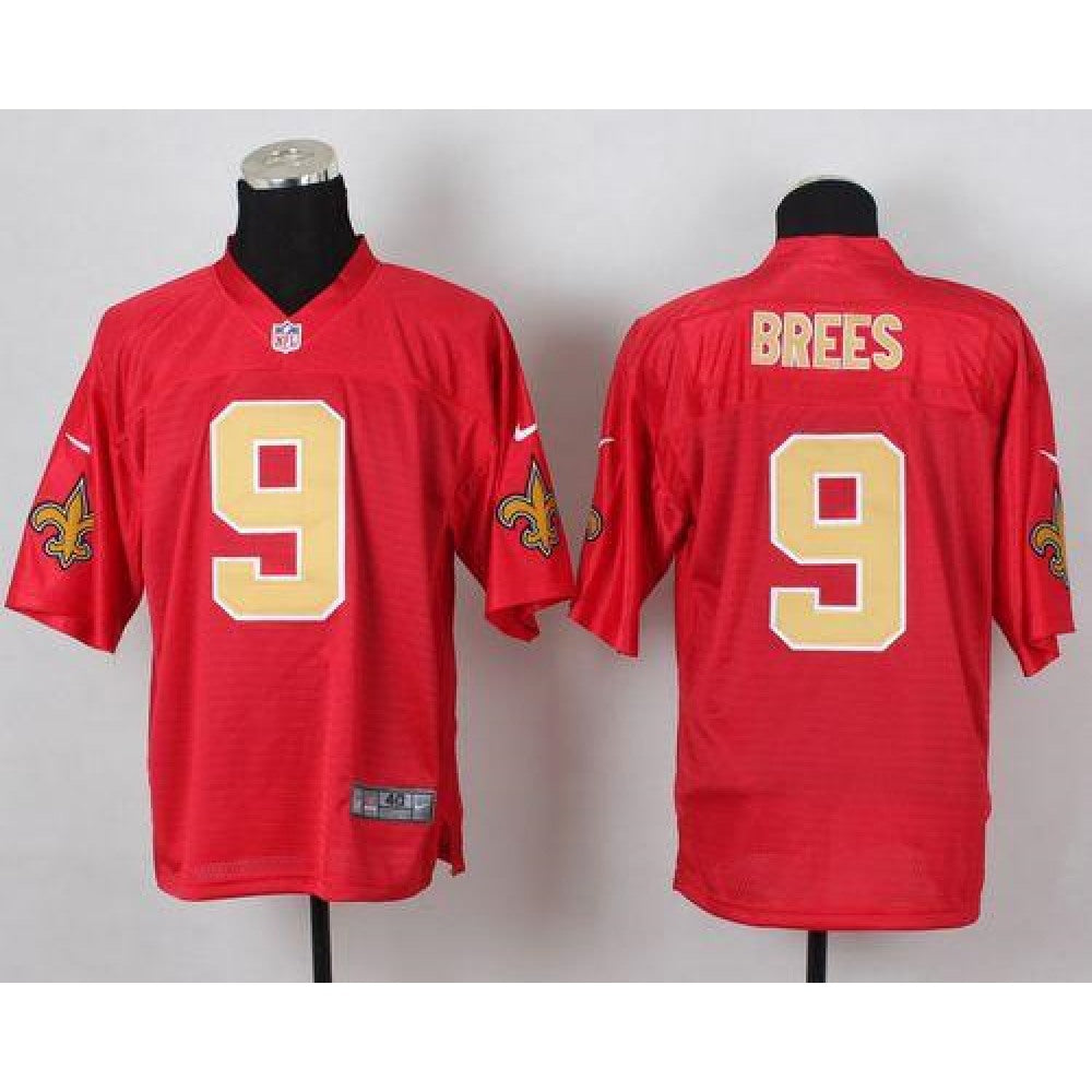 Saints #9 Drew Brees Red Men's Stitched NFL Elite QB Practice Jersey 