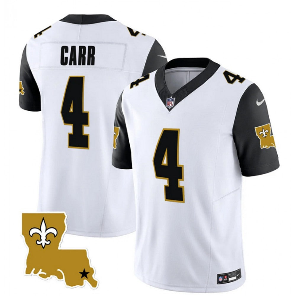 Men's New Orleans Saints #4 Derek Carr White/Black 2023 F.U.S.E. 1987 Legacy Vapor Stitched Jersey 
