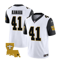 Men's New Orleans Saints #41 Alvin Kamara White/Black 2023 F.U.S.E. 1987 Legacy Vapor Stitched Jersey 