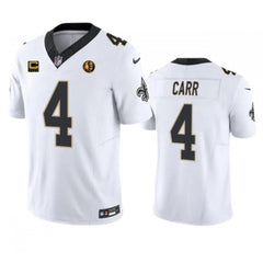 Men's New Orleans Saints #4 Derek Carr White 2023 F.U.S.E. With 4-star C Patch And John Madden Patch Vapor Limited Stitched Football Jersey 