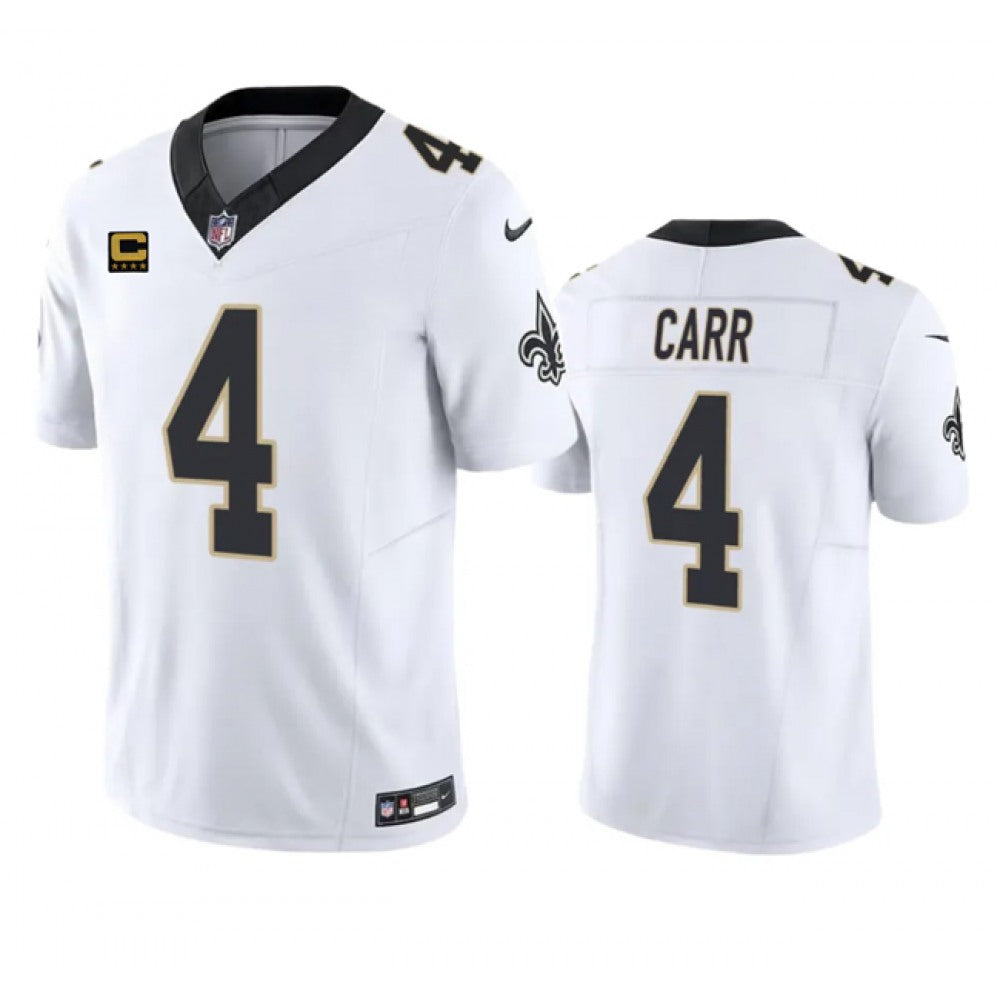 Men's New Orleans Saints #4 Derek Carr White 2023 F.U.S.E. With 4-Star C Patch Vapor Untouchable Limited Stitched Jersey 