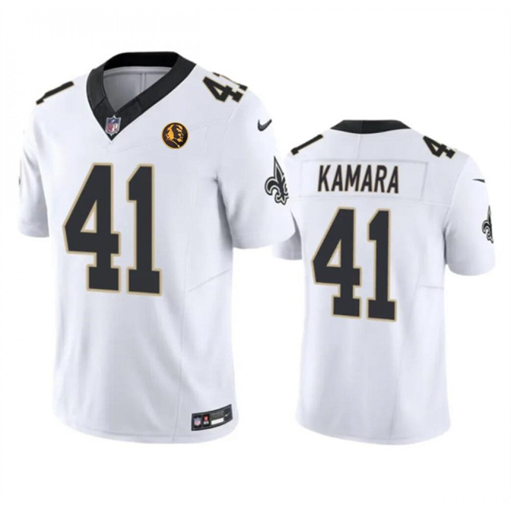 Men's New Orleans Saints #41 Alvin Kamara White 2023 F.U.S.E. With John Madden Patch Vapor Limited Stitched Football Jersey 