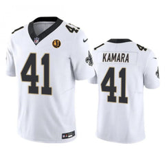 Men's New Orleans Saints #41 Alvin Kamara White 2023 F.U.S.E. With John Madden Patch Vapor Limited Stitched Football Jersey 
