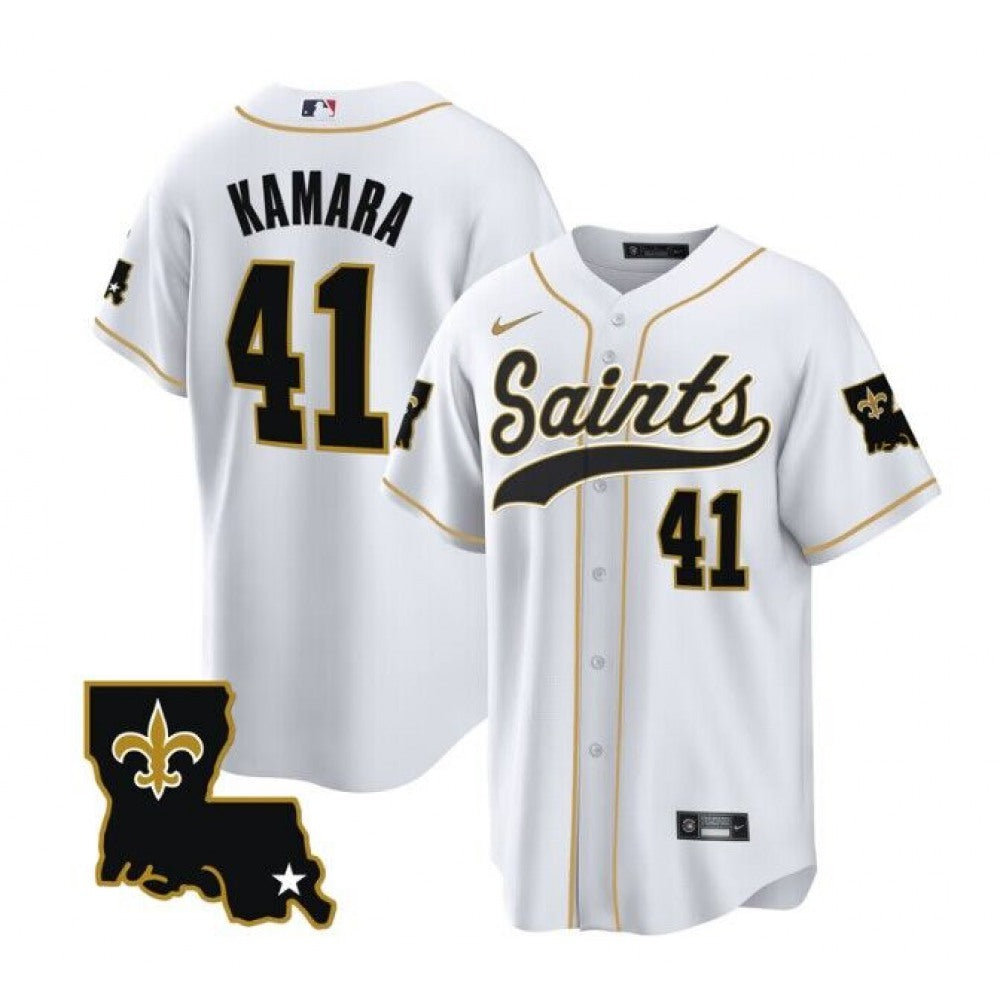 Men's New Orleans Saints #41 Alvin Kamara White 1987 Legacy Cool Base Stitched Baseball Jersey 