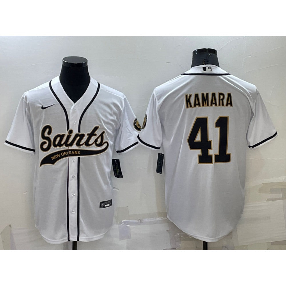 Men's New Orleans Saints #41 Alvin Kamara White Cool Base Stitched Baseball Jersey 