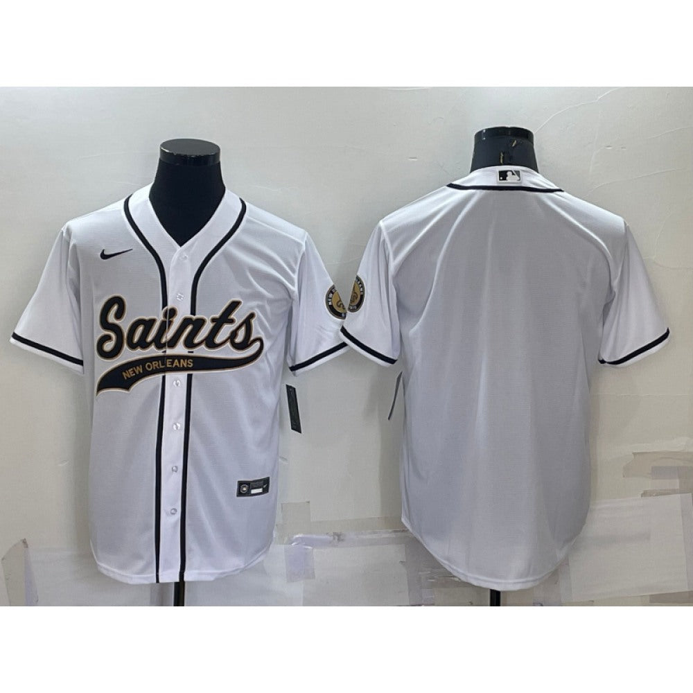 Men's New Orleans Saints Blank White Cool Base Stitched Baseball Jersey 