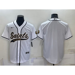 Men's New Orleans Saints Blank White Cool Base Stitched Baseball Jersey 