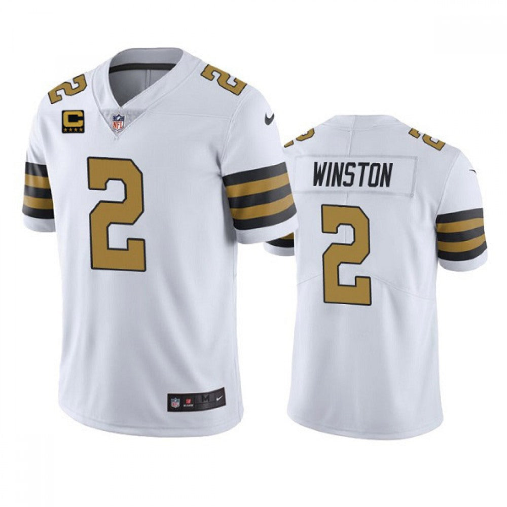 Men's New Orleans Saints 2022 #2 Jameis Winston White With 4-star C Patch Color Rush Cool Base Stitched Jersey 