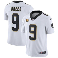Men's New Orleans Saints #9 Drew Brees White With C Patch Stitched NFL Jersey 