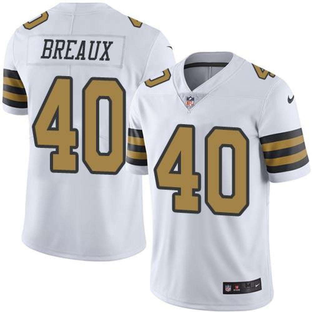 Saints #40 Delvin Breaux White Men's Stitched NFL Limited Rush Jersey 