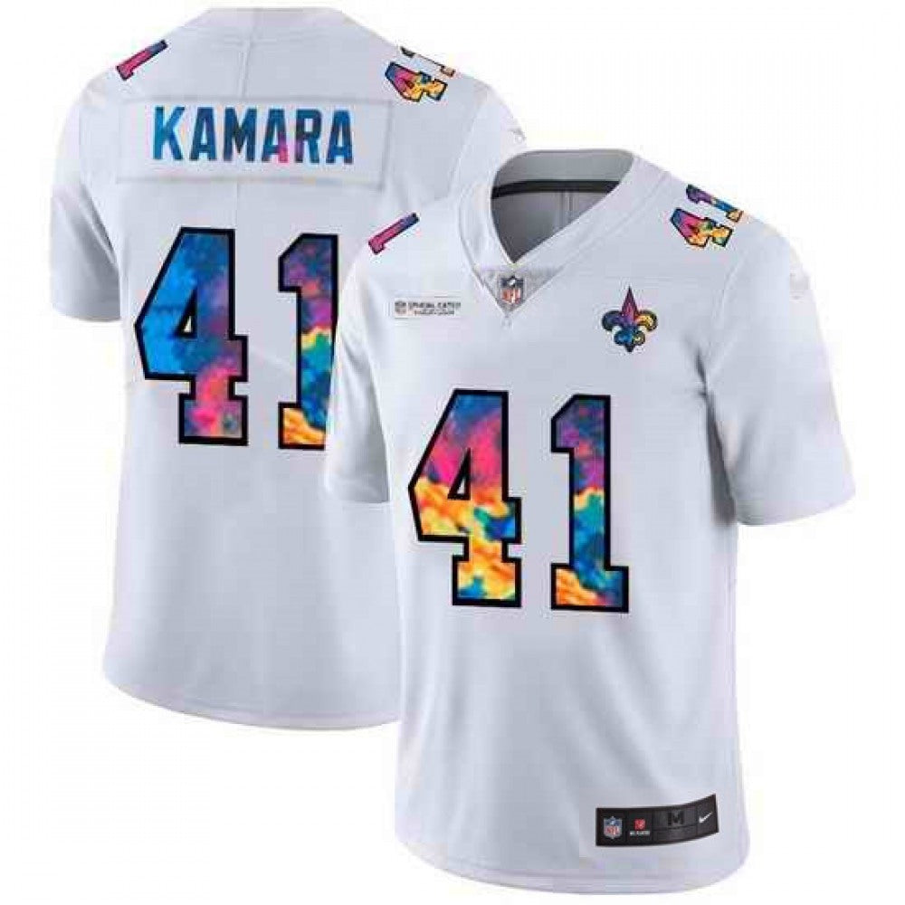 Men's New Orleans Saints #41 Alvin Kamara White Crucial Catch Limited Stitched Jersey 