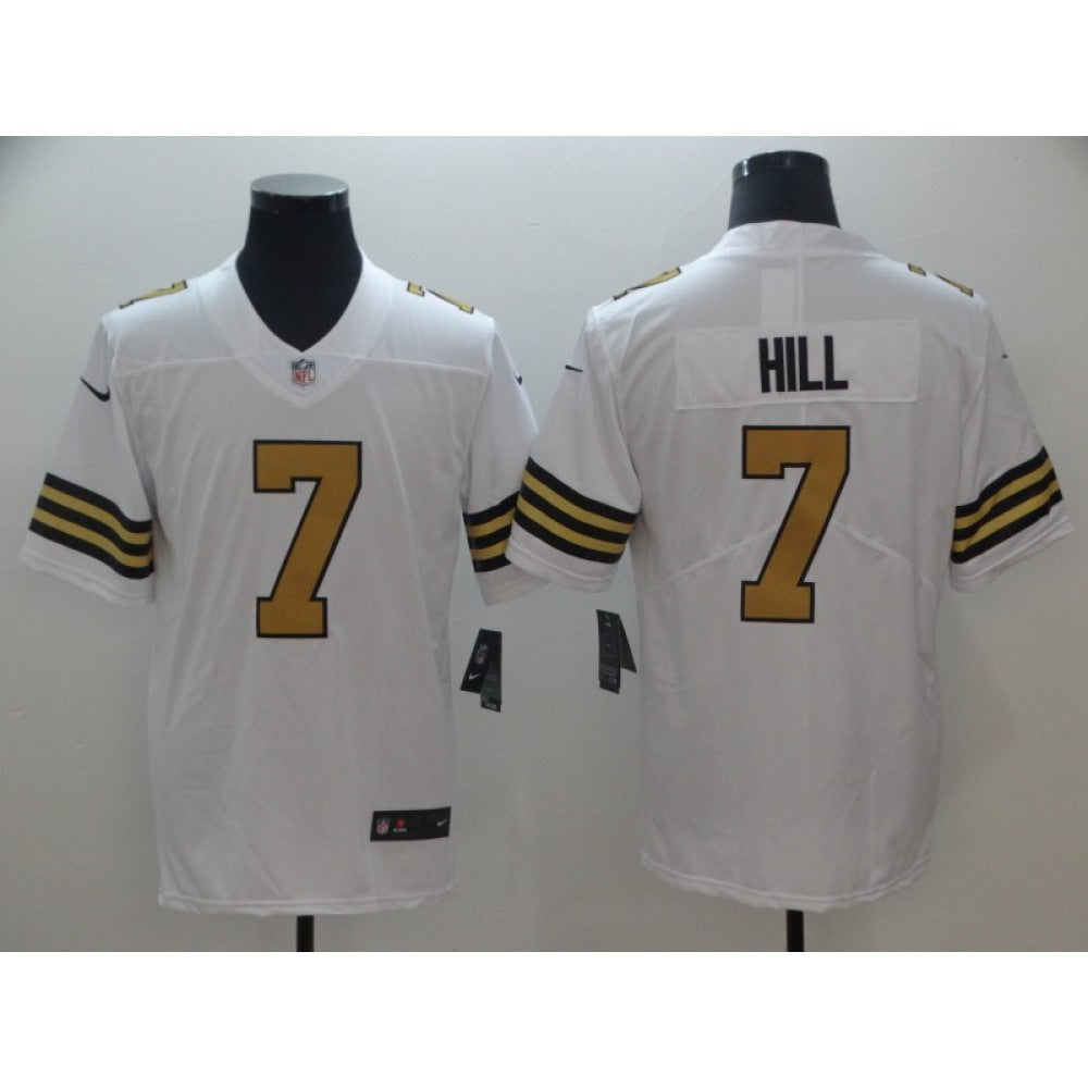 Men's New Orleans Saints #7 Taysom Hill White Limited Rush Stitched NFL Jersey 