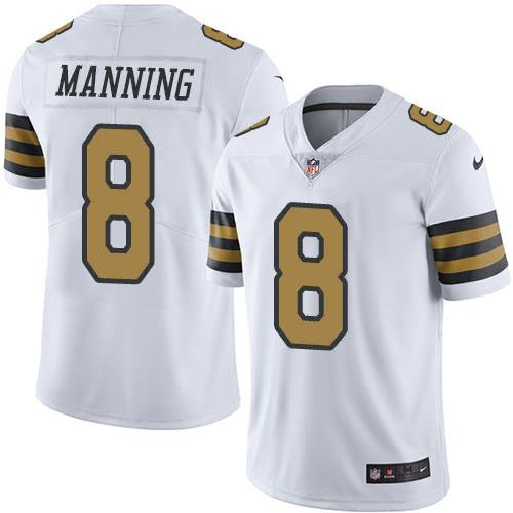 Saints #8 Archie Manning White Men's Stitched NFL Limited Rush Jersey 