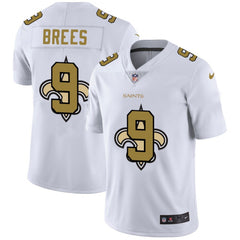 Men's New Orleans Saints #9 Drew Brees White Shadow Logo Limited Stitched Jersey 