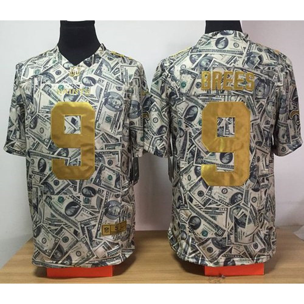 Saints #9 Drew Brees Dollar Fashion Men's Stitched NFL Elite Jersey 