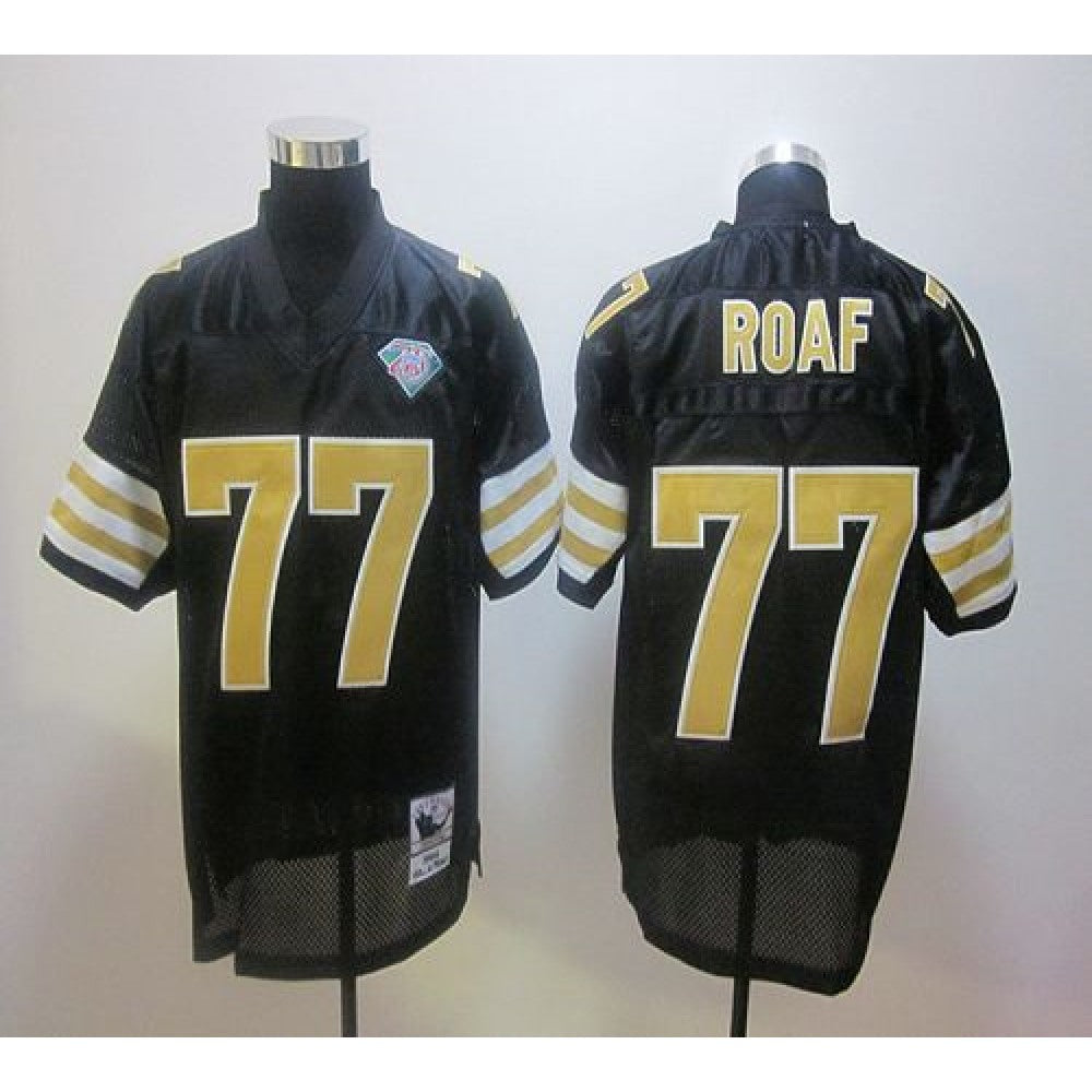 Mitchell And Ness Saints #77 Willie Roaf Black Stitched NFL Jersey 