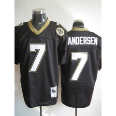 Mitchell And Ness Saints #7 Morten Andersen Black Stitched Throwback NFL Jersey 