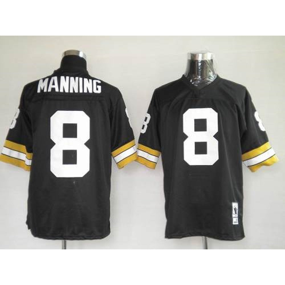 Mitchel & Ness Saints #8 Archie Manning Black Stitched Throwback NFL Jersey 