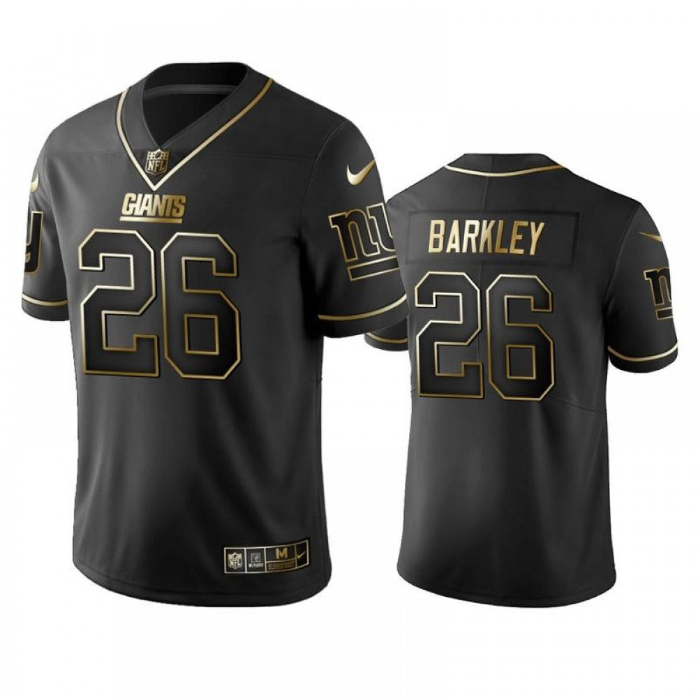 Men's New York Giants #26 Saquon Barkley 2020 Black Gold Edition Stitched Jersey 