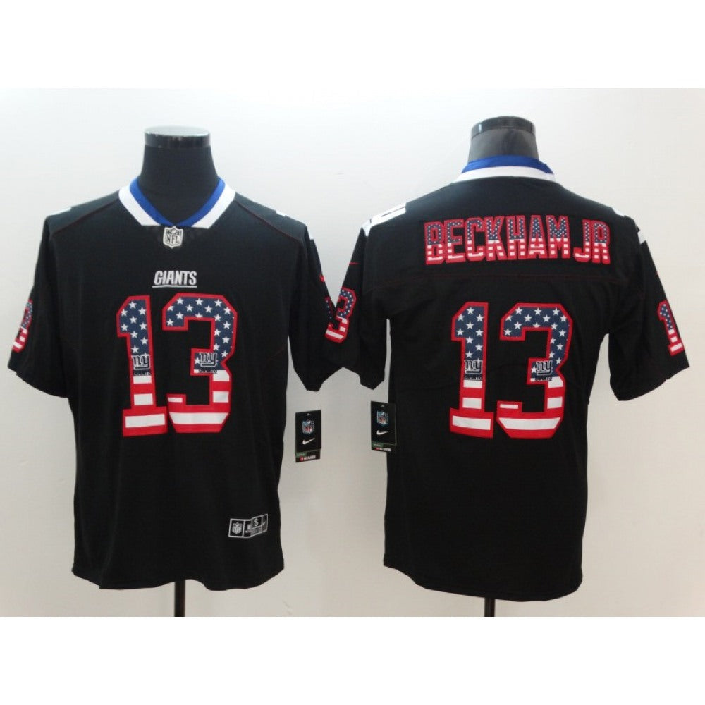 Men's New York Giants #13 Odell Beckham Jr. Black 2018 USA Flag Color Rush Limited Fashion NFL Stitched Jersey 
