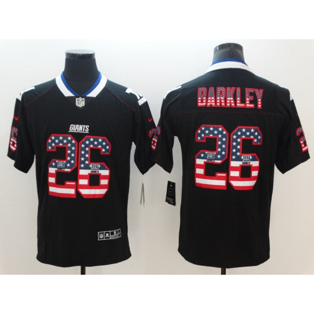 Men's New York Giants #26 Saquon Barkley Black 2018 USA Flag Color Rush Limited Fashion NFL Stitched Jersey 
