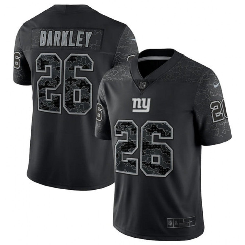 Men's New York Giants #26 Saquon Barkley Black Reflective Limited Stitched Football Jersey 