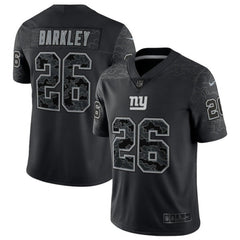 Men's New York Giants #26 Saquon Barkley Black Reflective Limited Stitched Football Jersey 