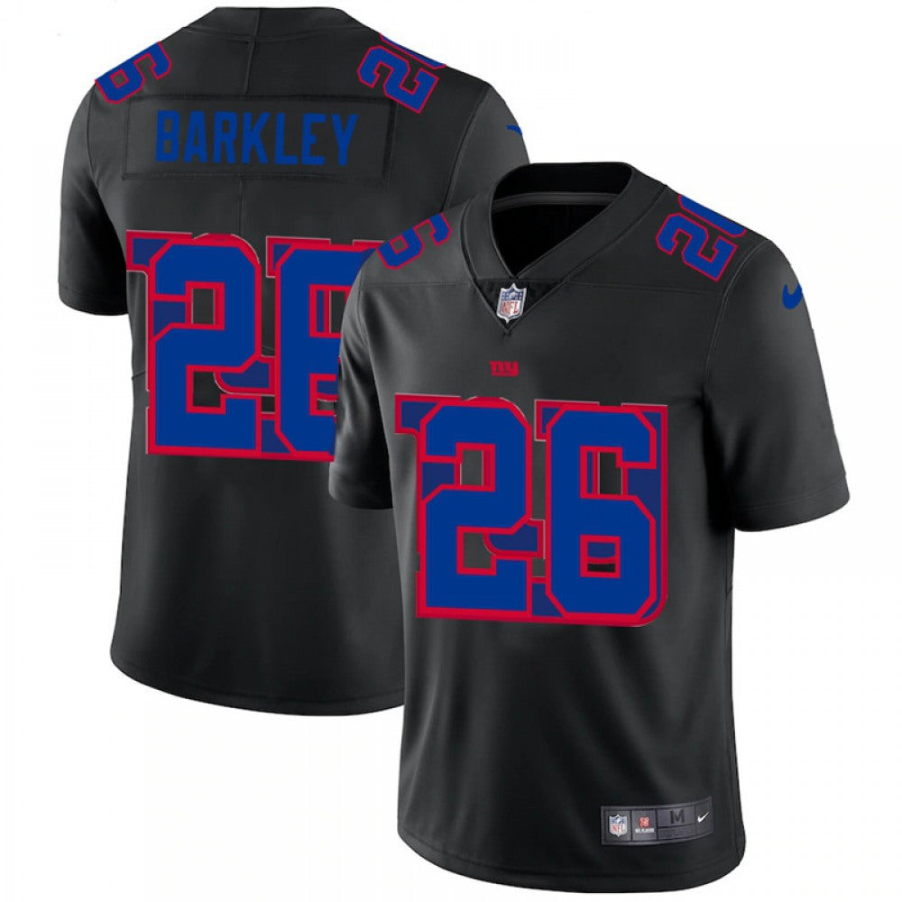 Men's New York Giants #26 Saquon Barkley Black Shadow Logo Limited Stitched Jersey 