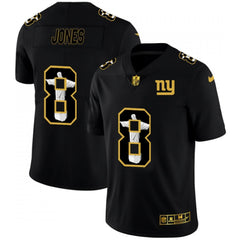 Men's New York Giants #8 Daniel Jones 2020 Black Jesus Faith Edition Limited Stitched Jersey 
